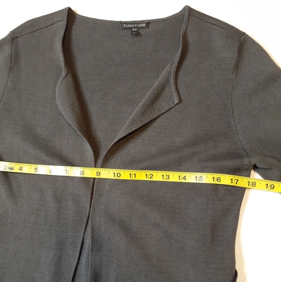 Eileen Fisher Silk Blend Open Cardigan With Tie Belt. Size M Dark Gray - Picture 6 of 6